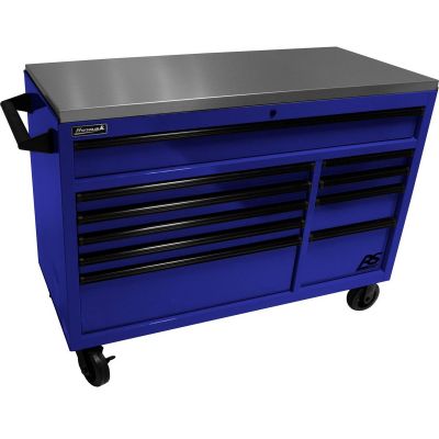 54" RSPro Rolling Workstation w/Stainless Steel Top Worksurface-Blue