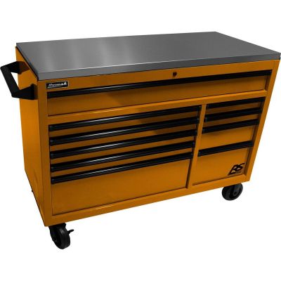 54" RSPro Rolling Workstation w/Stainless Steel Top Worksurface-Orange