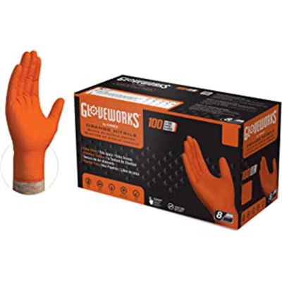 AMXGWON44100 image(0) - Ammex Corporation Gloveworks HD Orange Nitrile Gloves Medium