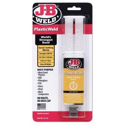 JBW50132 image(0) - J B Weld J-B Weld 50132 PlasticWeld Quick-Setting Epoxy Syringe - 25 ml.