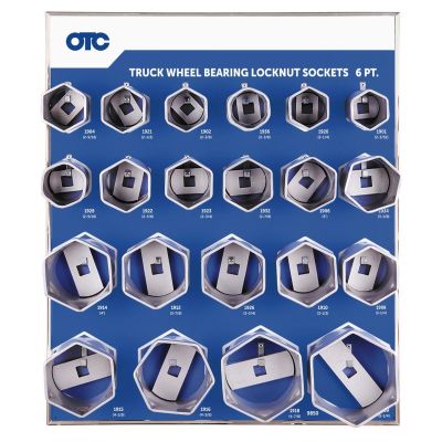 OTC9850 image(0) - OTC 6-pt Wheel Bearing Locknut Sockets with Tool Board