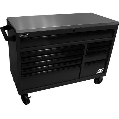 HOMBK04054014 image(0) - Homak Manufacturing 54" RSPro Rolling Workstation w/Stainless Steel Top Worksurface-Black
