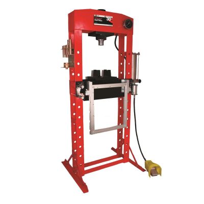 INT852ASD image(0) - American Forge & Foundry AFF - Shop Press - 30 Ton Capacity - Foot Operated Air Motor/Manual Pump W/ Hydraulic Ram - Built In Polycarbonate Press Guard - 10 pc  Pin & Bearing Press Adapter Set Included - SUPER DUTY