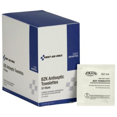 FAOH307 image(0) - First Aid Only BZK Antiseptic Wipes 50/box