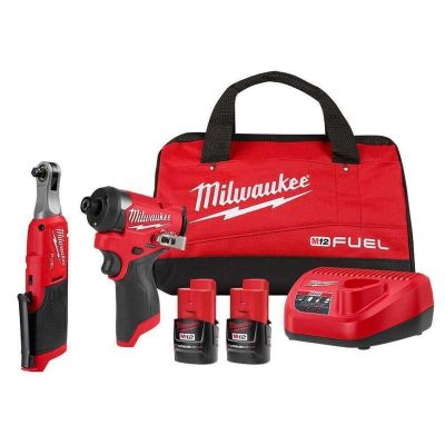 MLW3453-22HSR image(0) - Milwaukee Tool M12 FUEL 1/4" Hex Impact Driver Kit w/ 3/8" High Speed Ratchet