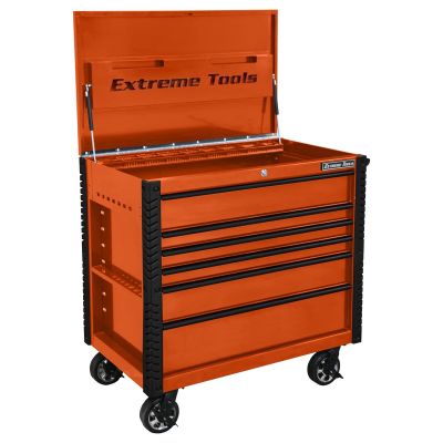 EXTEX4106TCORBK image(0) - Extreme Tools 41 in. 6-Drawer Tool Cart w/Bumpers, Orange w/Blac