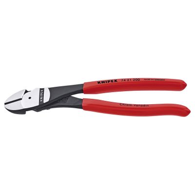 KNP7421-8C image(0) - KNIPEX 8" HIGH LEV. ANGLED DIAGONAL CUTTERS CARDED