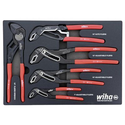 WIH34691 image(0) - Wiha Tools Set Includes - Adjustable Pliers 7.0” | Adjustable Pliers 10.0” | Adjustable Pliers 12.0” | Auto Grip 10.0” | Pliers Wrench 10.25”