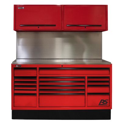 HOMRDCTS72001 image(0) - 72 in. CTS Centralized Tool Storage with Solid Back Splash Set, Red