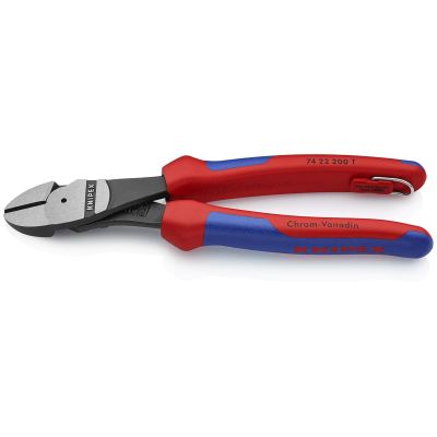 KNP7422200TBKA image(0) - KNIPEX HIGH LEVERAGE ANGLED DIAGONAL CUTTING PLIERS