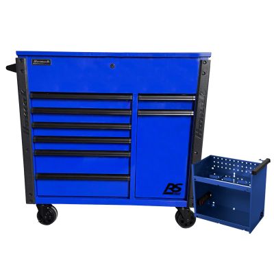 HOMBL06044080 image(0) - 44" 8-Drawer Service Cart w/Power Tool Holder Drawer- Blue