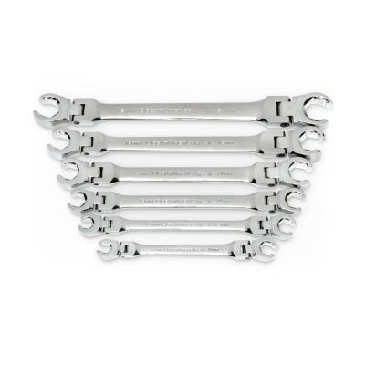KDT81911D image(0) - GearWrench 6 Pc. Flex Head Flare Nut Metric Wrench Set