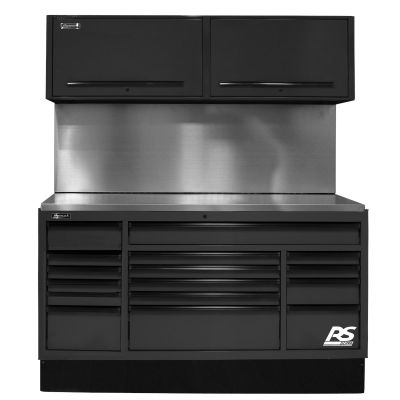 HOMBKCTS72001 image(0) - Homak Manufacturing 72 in. CTS Centralized Tool Storage with Solid Back Splash Set, Black