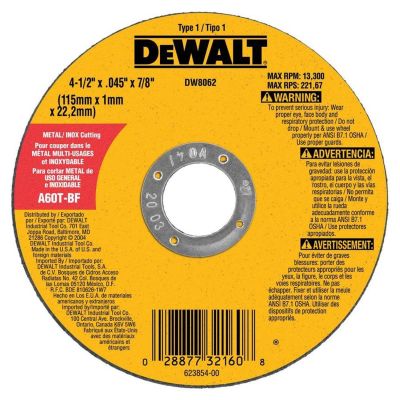 DWTDW8062 image(0) - DeWalt 4 1/2 CUT OFF WHEEL