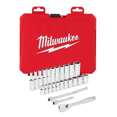 MLW48-22-9404 image(0) - Milwaukee Tool 1/4 in. Drive 26 pc. Ratchet & Socket Set - SAE