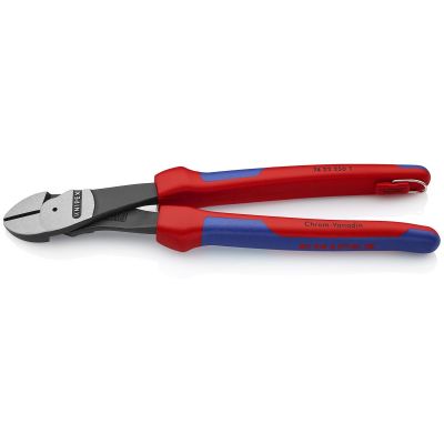 KNP7422250TBKA image(0) - KNIPEX HIGH LEVERAGE ANGLED DIAGONAL CUTTING PLIERS