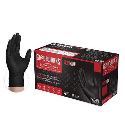 AMXGWBN46100 image(0) - Ammex Corporation Gloveworks Heavy Duty Black Nitrile Gloves Large