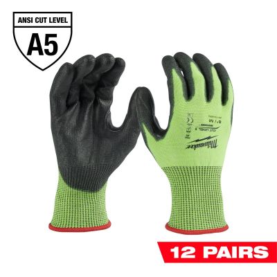 MLW48-73-8951B image(0) - 12 Pair High Visibility Cut Level 5 Polyurethane Dipped Gloves - M
