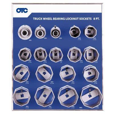 OTC9851 image(0) - OTC 8-pt Wheel Bearing Locknut Sockets with Tool Board