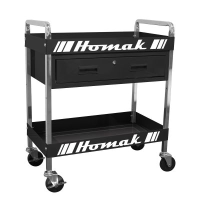 HOMBK06030210 image(0) - Homak Manufacturing Metal Service Cart-Black 30 in. 1-Drawer