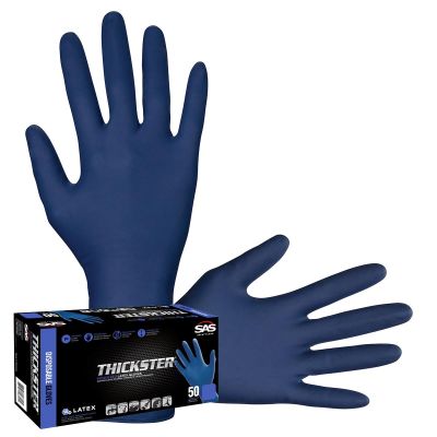SAS6603 image(0) - Box of 50 Thickster Powdered Exam Grade Latex Gloves, Ultra Thick and Disp., L