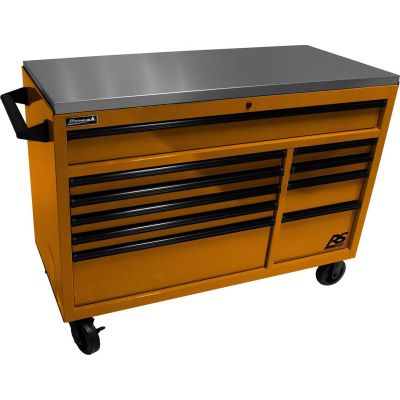 HOMOG04054014 image(0) - Homak Manufacturing 54" RSPro Rolling Workstation w/Stainless Steel Top Worksurface-Orange