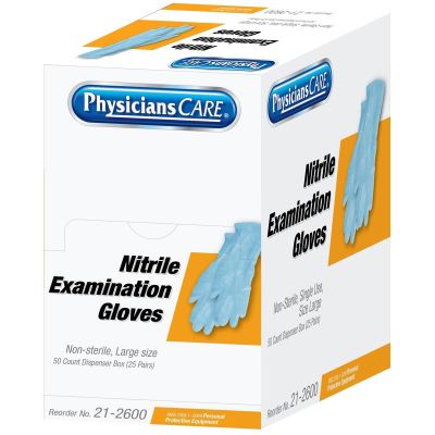 FAO21-2600 image(0) - First Aid Only Nitrile Exam Gloves 50/dispenser box