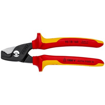 KNP95-18-160-US image(0) - KNIPEX Cable Shears with StepCut Cutting Edges - 1000 V Insulated