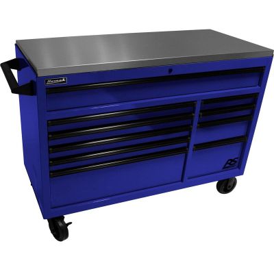 HOMBL04054014 image(0) - 54" RSPro Rolling Workstation w/Stainless Steel Top Worksurface-Blue