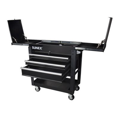 SUN8035XTBK image(0) - Sunex 3 Drawer Utility Cart with Sliding Top, Black