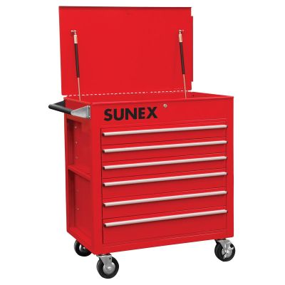 SUN8057 image(0) - 6 Full-Drawer Professional Cart, Red