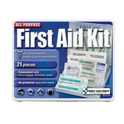 FAOFAO-110 image(0) - First Aid Only Travel First Aid Kit 21 Piece Plastic Case