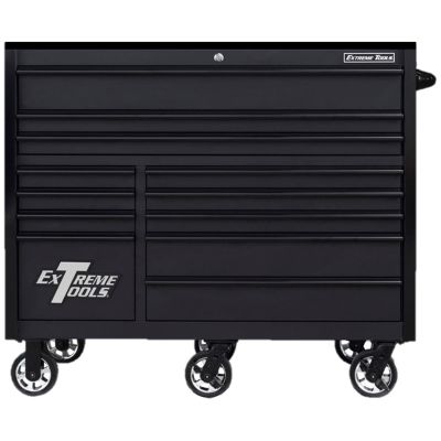 EXTRX552512RCMBBK-X image(0) - Extreme Tools Extreme Tools RX Series Professional 55"W x 25"D 12 Drawer Roller Cabinet 150 lbs slides Matte Black, Black Drawer Pulls