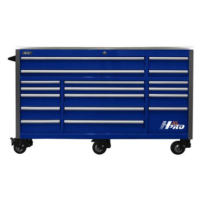 HOMHX04072172 image(0) - Homak Manufacturing 72 in. HXL 17-Drawer Roller Cabinet - Blue
