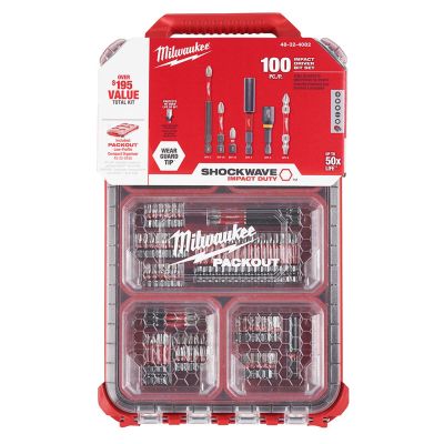 MLW48-32-4082 image(0) - Milwaukee Tool SHOCKWAVE Impact Duty Driver Bit PACKOUT Set - 100PC