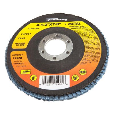 FOR71928 image(0) - Forney Industries FLAP DISC, TYPE 27 (DEPRESSED CENTER), 4-1/2 IN X 7/8 IN, ZA80