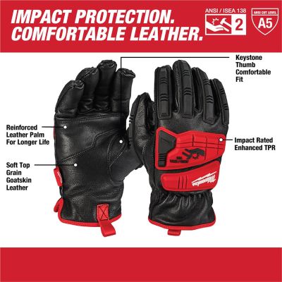 MLW48-22-8782 image(0) - Milwaukee Tool Impact Cut Level 5 Goatskin Leather Gloves Large