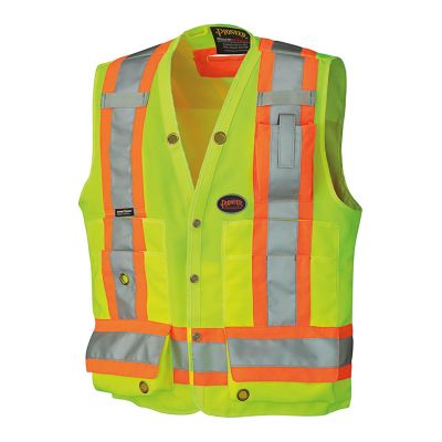 SRWV1010141U-XL image(0) - Pioneer Pioneer - Woven 150D Multi-Pocket Surveyor Vest - Hi-Vis Yellow/Green - Size XL