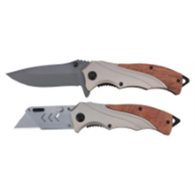 WLMW9371 image(0) - Wilmar Corp. / Performance Tool Northwest Trail 2pc Hardwood Handle Knife Set
