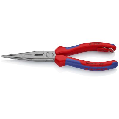 KNP2612200TBKA image(0) - KNIPEX LONG NOSE PLIERS W/ CUTTER - TETHERED ATTACHMENT