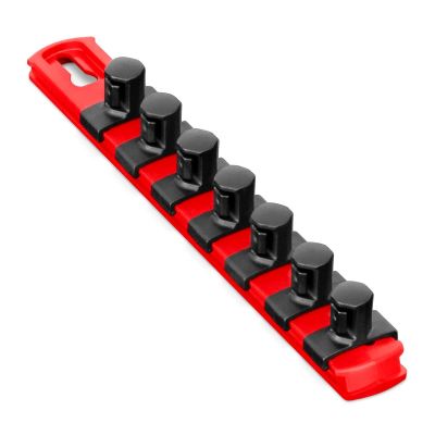 ERN8412M image(0) - Ernst Mfg. 8” Magnetic Socket Organizer with 7 Socket Clips - Red - 1/2”