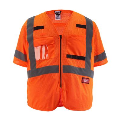 MLW48-73-5138 image(0) - Class 3 High Visibility Orange Mesh Safety Vest - 4XL/5XL