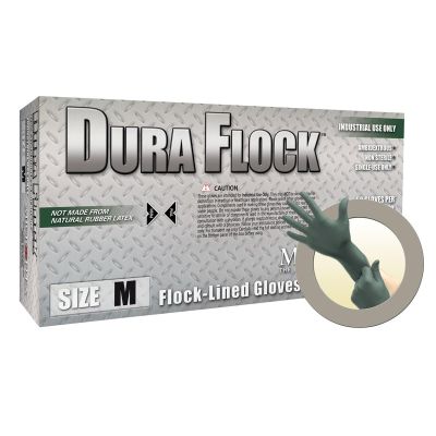 MFXDFK608S image(0) - Microflex DURA FLOCK 8 MIL FLOCK-LINED GREEN NITRILE GLOVE SMALL