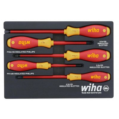 WIH32081 image(0) - Wiha Tools 5 Piece Insul. SoftFinish Cushion Grip Screwdriver Tray Set