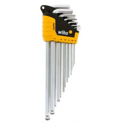 WIH66991 image(0) - Wiha Tools MagicRing® Screw Holding Ball End Hex L-Key, Chrome-V-Moly Super Tool Steel Hard Chrome Finish, Long Arm 13 Piece Inch Set In ErgoStar Auto Holder .050" - 3/8"