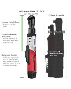 ACDARW12103-K8 image(0) - ACDelco ARW12103-K8 G12 Series 12V Li-ion Cordless �" & 3/8" Brushless Rachet Wrench Combo Tool Kit