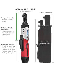 ACDARW1210-2P image(0) - ACDelco ARW1210-2P G12 Series 12V Cordless Li-ion �"? 45 ft-lbs. Brushless Ratchet Wrench Tool Kit