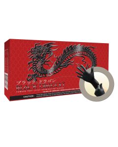 MFXBD1001PF-S image(0) - Microflex BLACK DRAGON LATEX EXAM GLOVES S