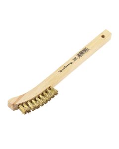 Forney Industries Scratch Brush with Curved Handle, Brass, 2 x 9 Rows