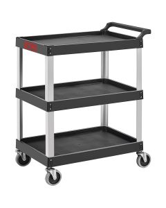 Professional Tool and Work Cart, 3-Shelf Aluminum and Black Plastic